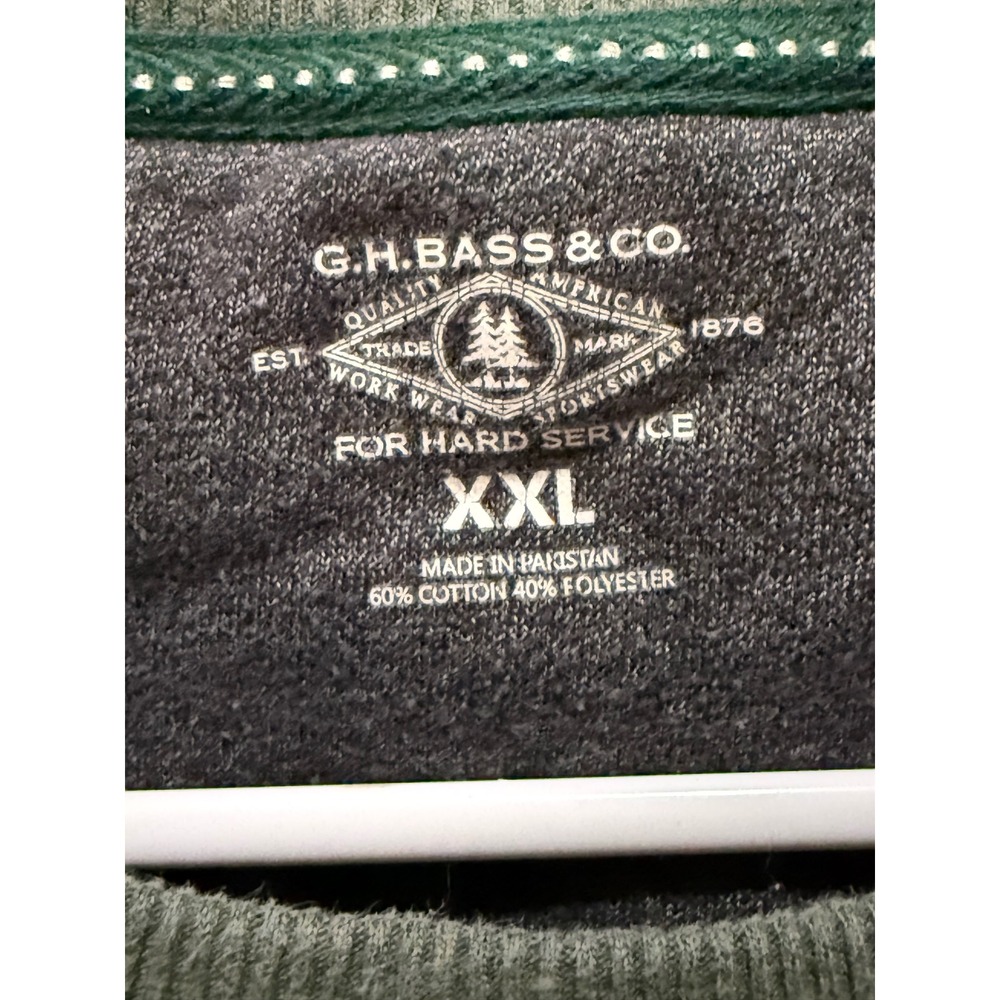 GH Bass &‎ Co Mens XXL Olive Green Crewneck Fleece Sweatshirt Workwear Pullover - Picture 2 of 3